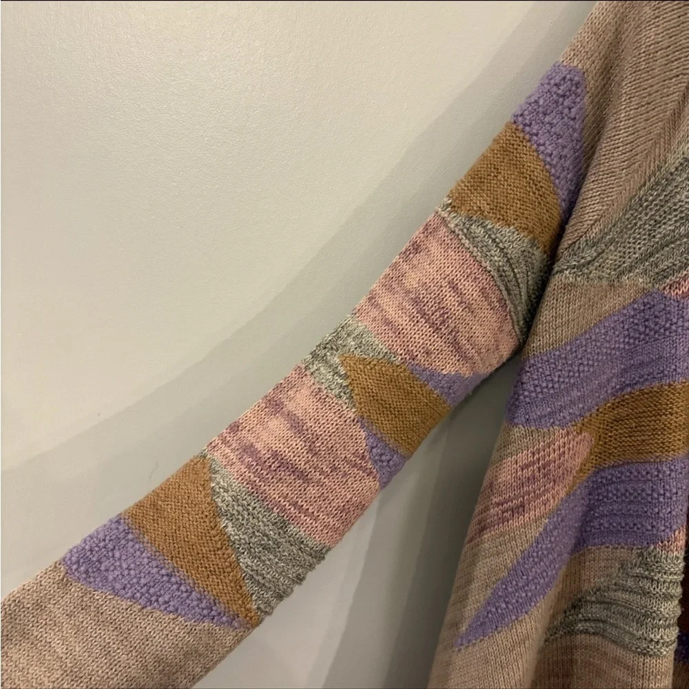 Vintage Ralph Lauren Cardigan Aztec Pastel print cotton Merino wool blend - Picture 6 of 13